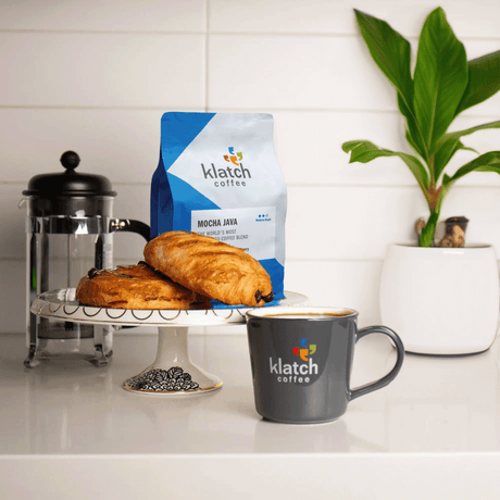 French Press with pastries and coffee
