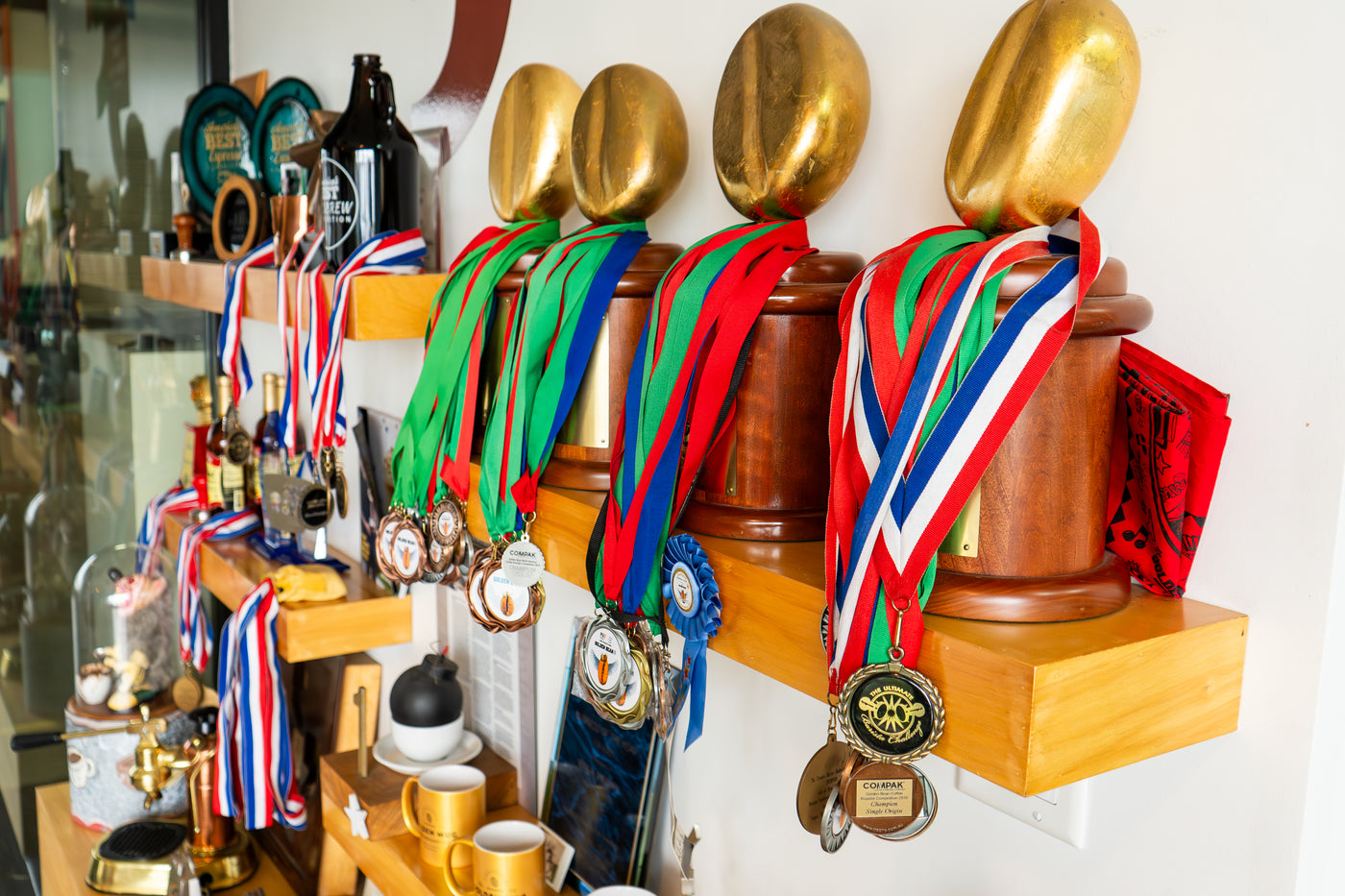 Medals and trophies in the coffee industry