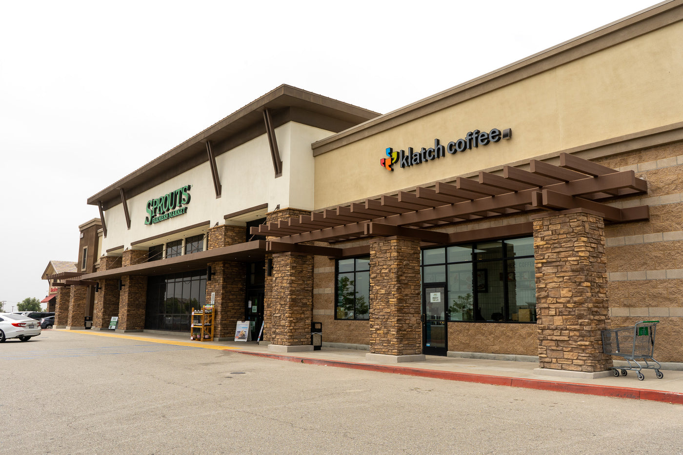 Exterior of Klatch Coffee's Fontana, CA location inside Sprouts Farmers Market