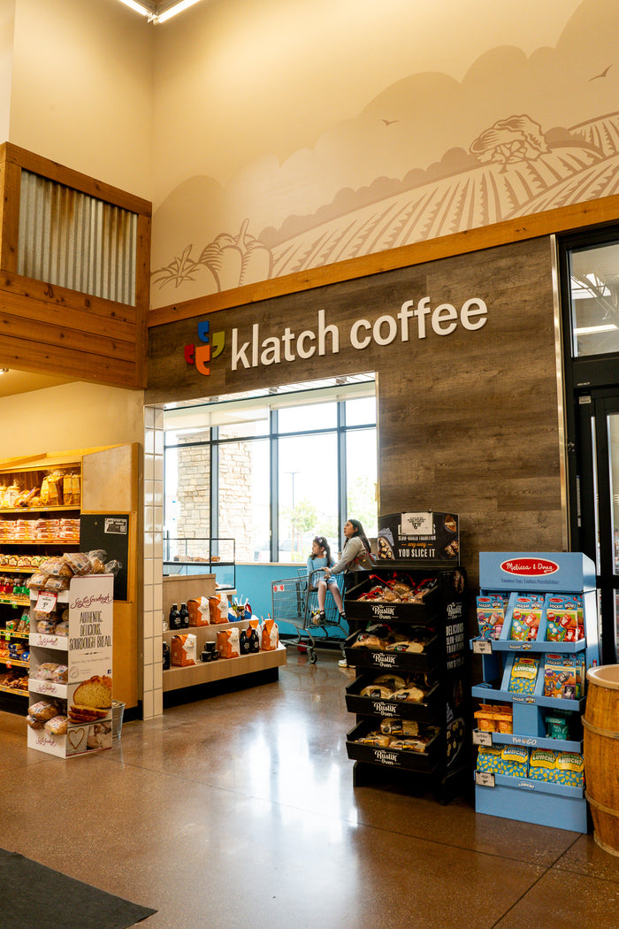 Interior of Klatch Coffee's Fontana, CA location inside Sprouts Farmers Market