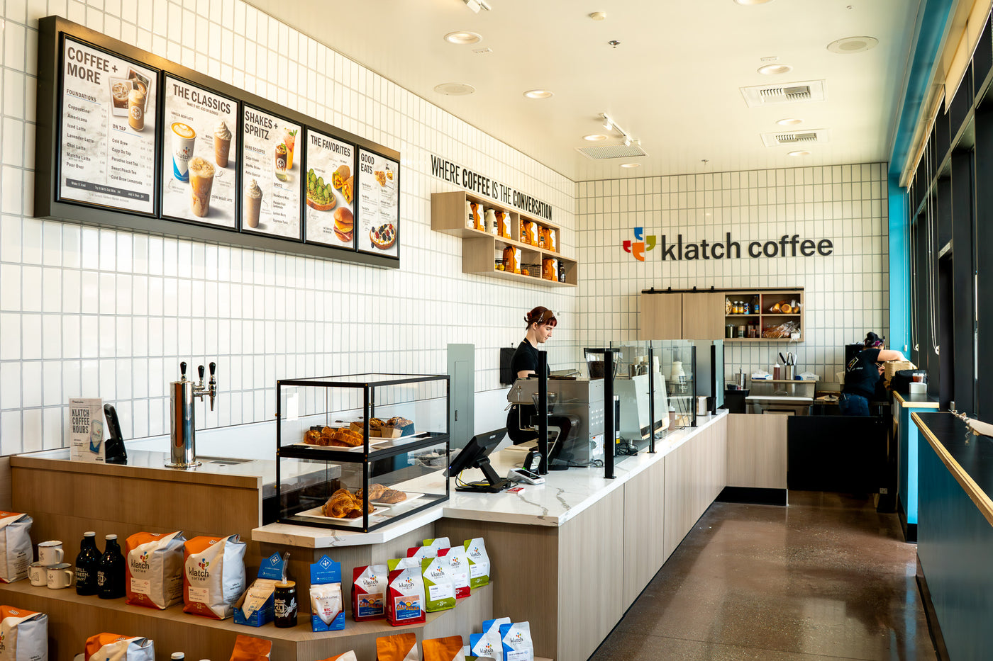 Interior of Klatch Coffee's Fontana, CA location inside Sprouts Farmers Market