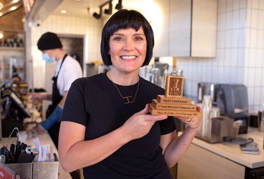 Photograph of Klatch Coffee CEO, Heather Perry