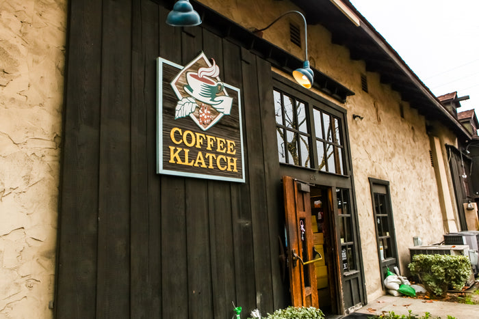 Exterior of Klatch Coffee's Rancho Cucamonga cafe location.